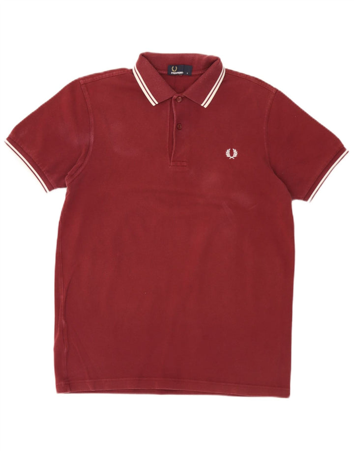 Cămașă polo Fred Perry pentru bărbați, bumbac cu dungi burgundy