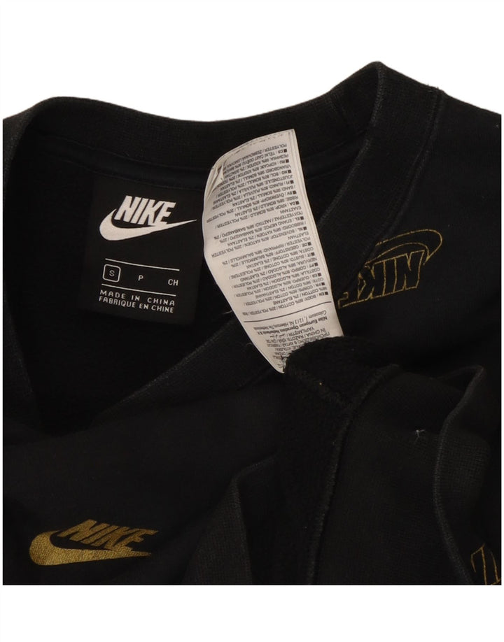 Pulover supradimensionat cu grafic Nike pentru femei UK 10 Bumbac negru mic
