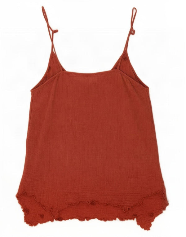 Zara Womens Trafaluc Crop Asymmetric Cami Top UK 14 Large Red Floral
