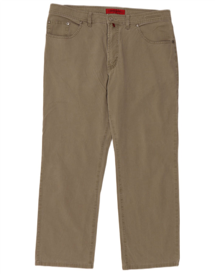 PIERRE CARDIN Pantaloni casual drepti pentru bărbați W40 L30 bumbac verde