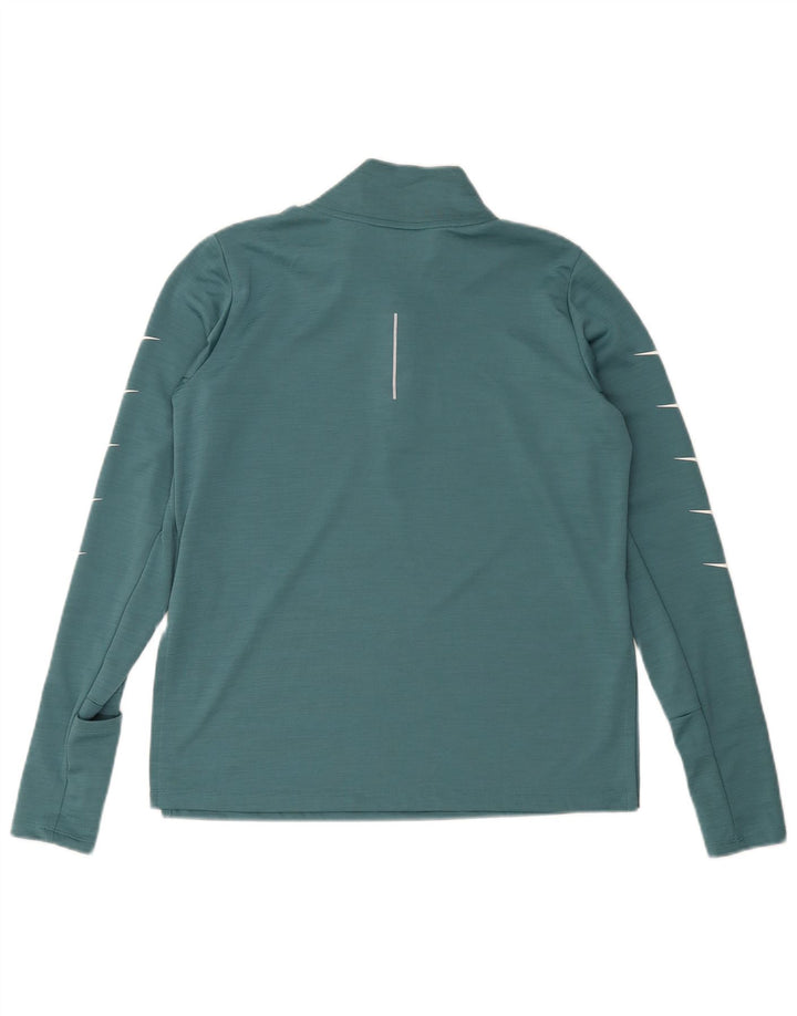 Top grafic Nike Dri Fit cu mânecă lungă, cu fermoar, verde, poliester