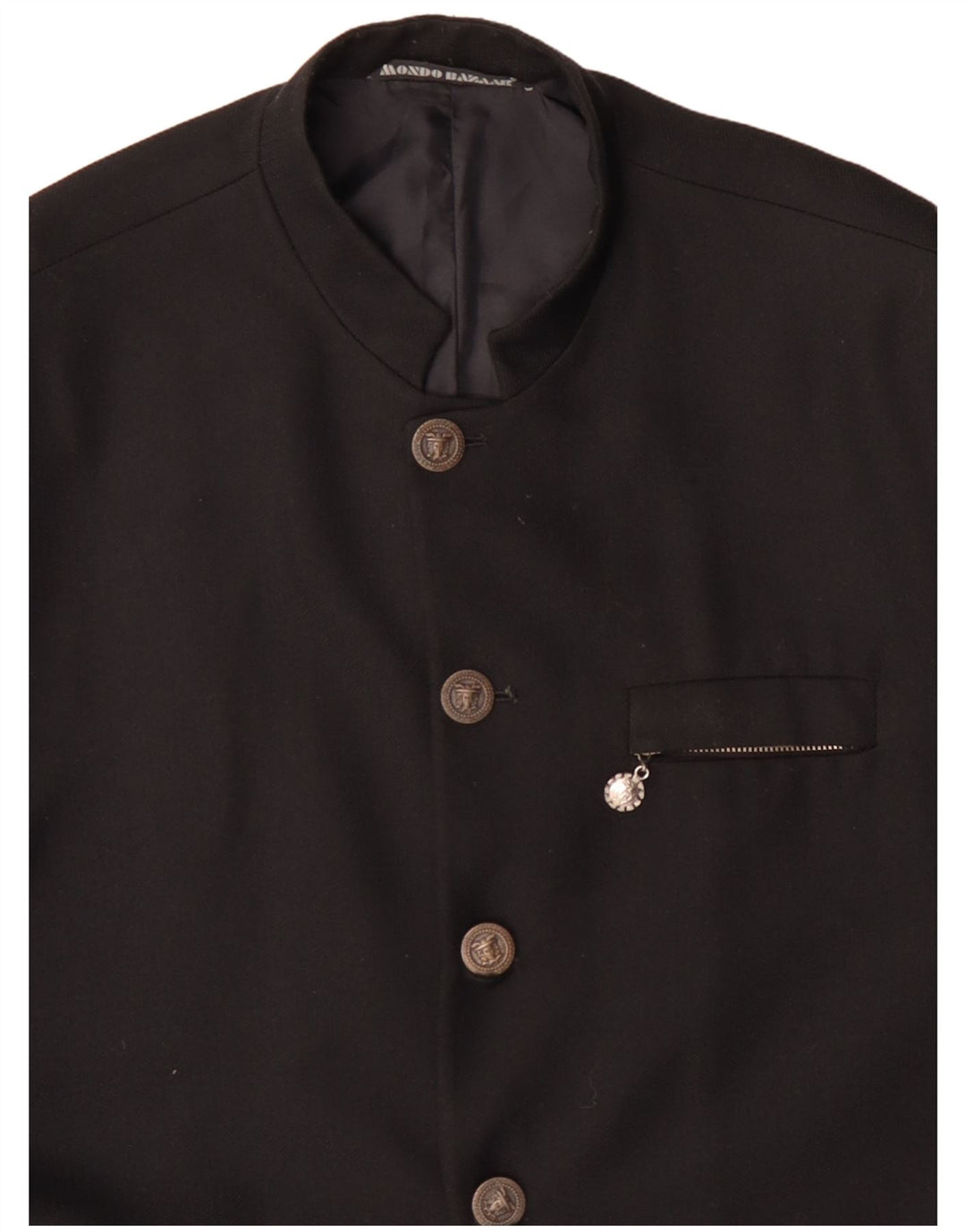 Jachetă pentru bărbați VINTAGE cu 5 nasturi, UK 40, mare, neagră, viscoză