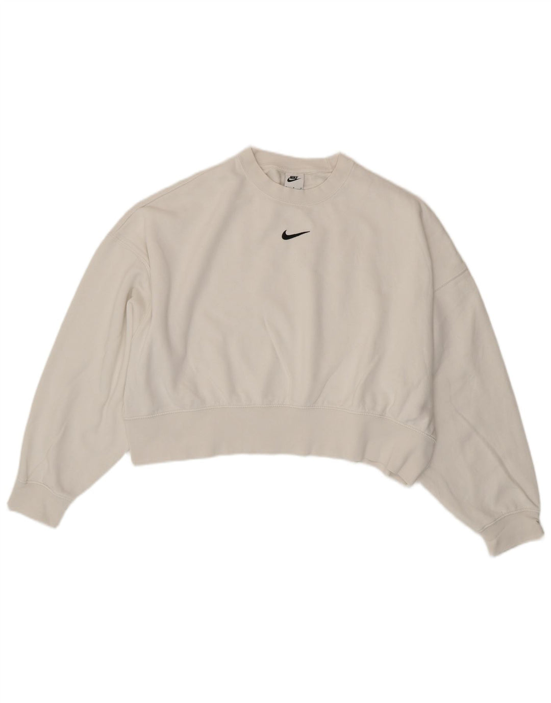 Pulover oversized crop Nike pentru femei UK 14 Bumbac alb mediu