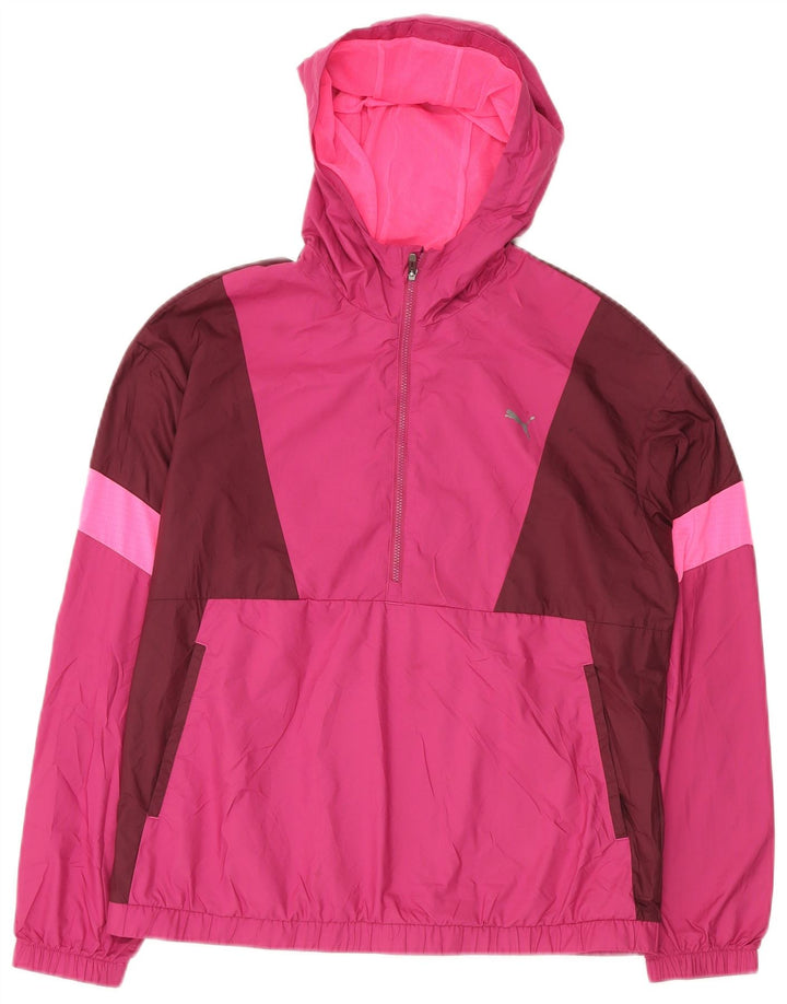Jachetă de ploaie supradimensionată cu glugă PUMA pentru femei UK 10, mic, roz Colorblock