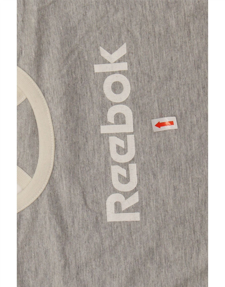 Reebok Crop Graphic Vest Top pentru femei UK 12 Medium Grey Flecked Bumbac