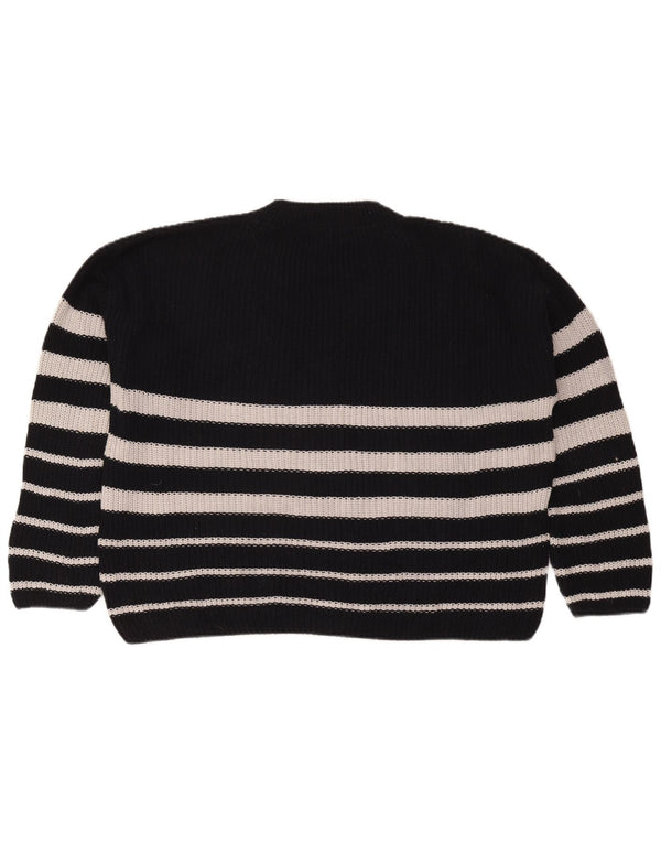 Pulover pentru femei supradimensionat cu gâtul turnat Zara UK 10 mic cu dungi negre