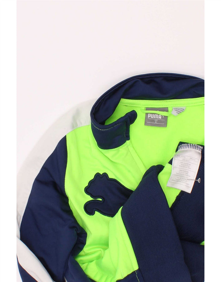 Puma Boys Graphic Tracksuit Top Jacket 5-6 Years Green Colourblock