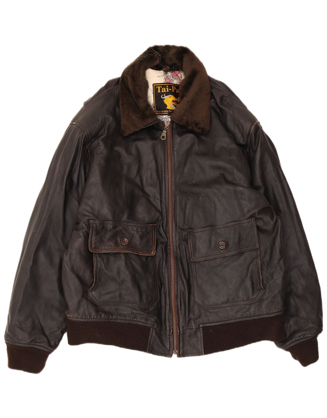 Jachetă de piele vintage pentru bărbați UK 42 XL din piele maro