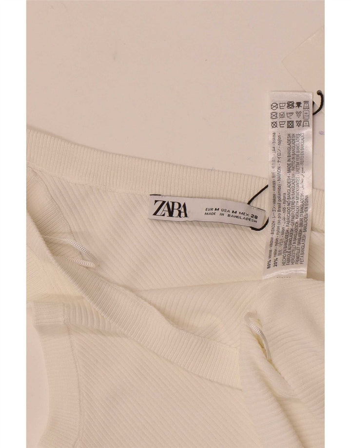 Top cu un umăr pentru femei Zara UK 12 Medium White Viscose