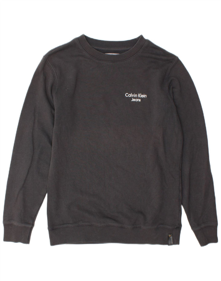Hanorac Calvin Klein Jeans pentru bărbați, cu tăiere obișnuită, pulover mic, gri, bumbac