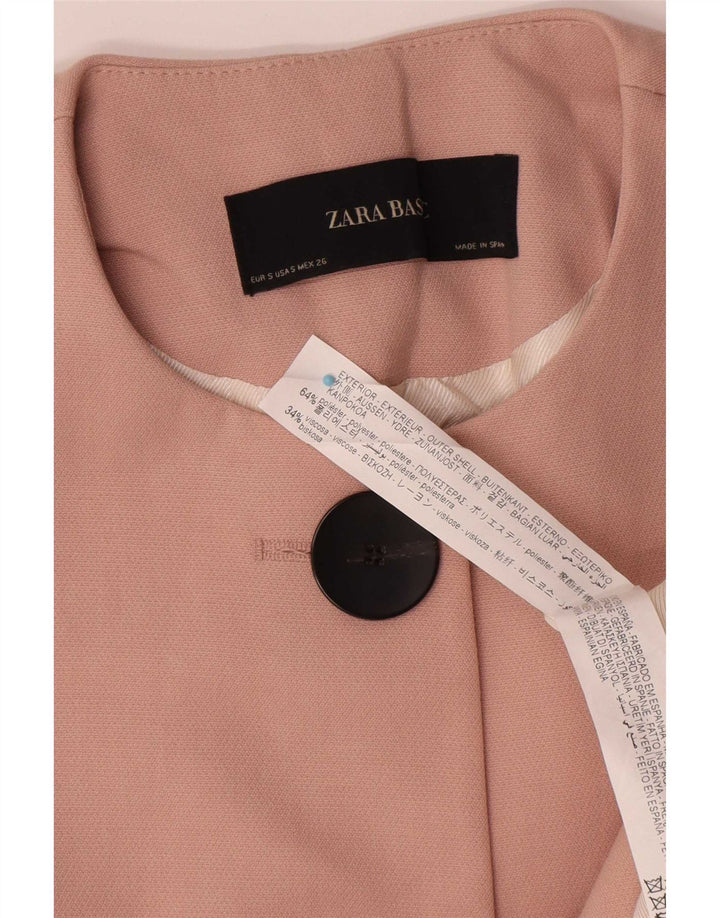 Jachetă pentru femei Zara Crop 2 Button Blazer UK 10 Mic roz poliester