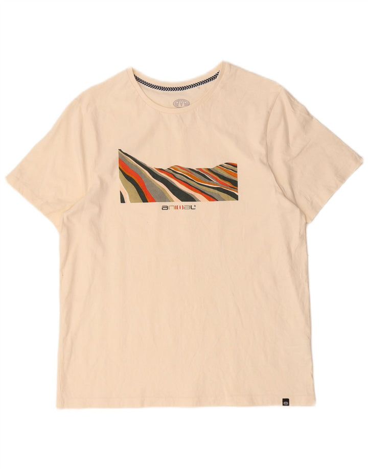 Tricou grafic pentru bărbați Animal Top mediu din bumbac alb