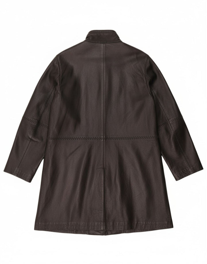 Palton din piele vintage pentru femei UK 12 Piele neagră medie