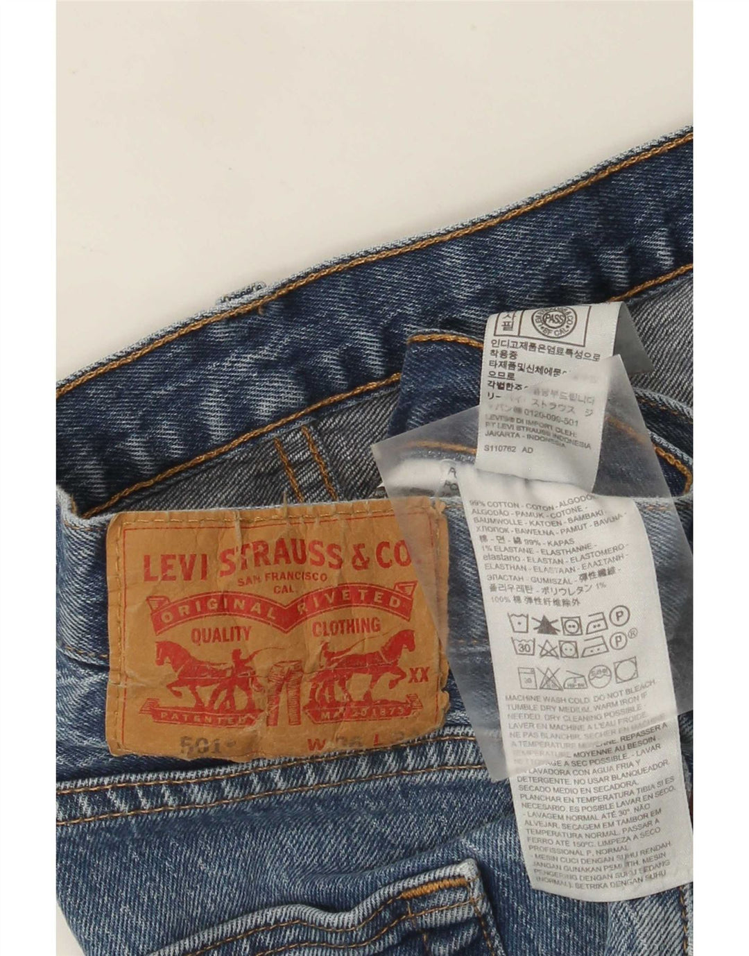 Blugi drepti pentru bărbați Levi's 501 W36 L30 Bumbac albastru