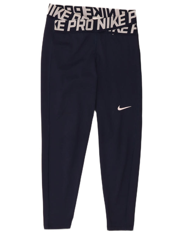 Leggings cu grafice Nike Dri Fit pentru femei UK 14 Poliester mediu albastru bleumarin