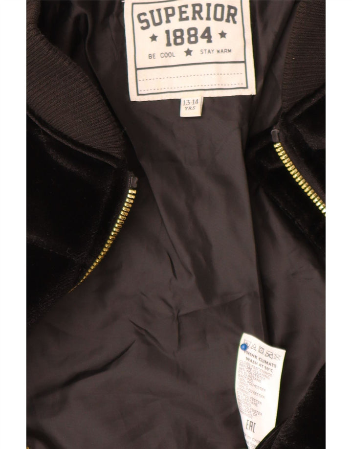 Geaca Superior Fete Velour Captusita 13-14 Ani Poliester Negru