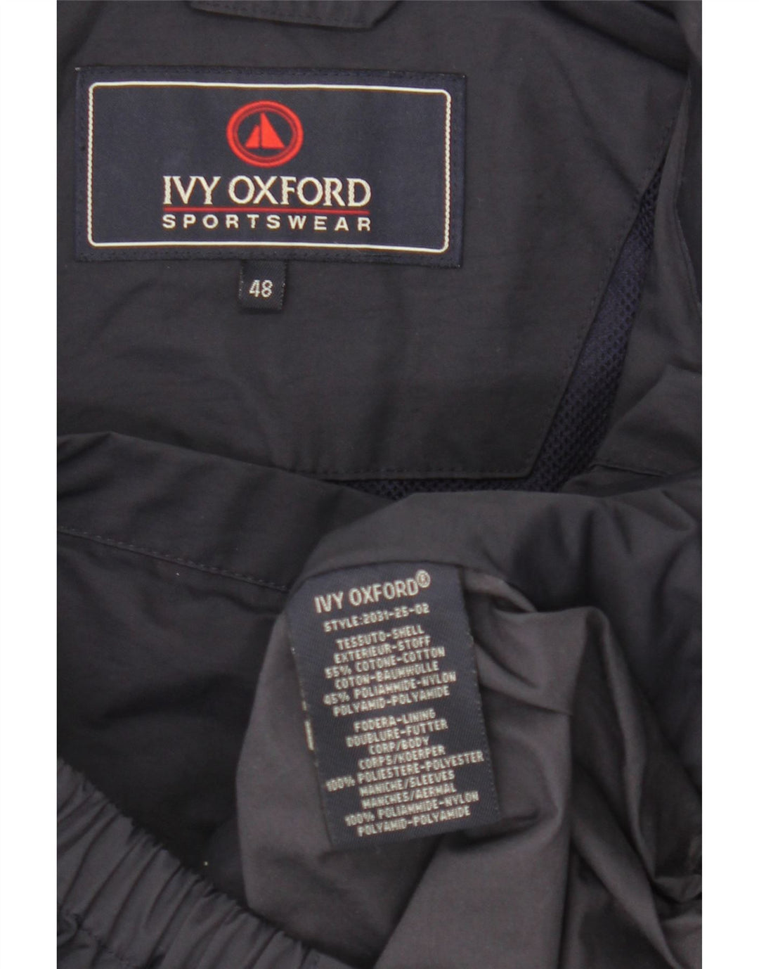 Jachetă bomber cu glugă pentru bărbați Ivy Oxford IT 48, bumbac mediu albastru bleumarin