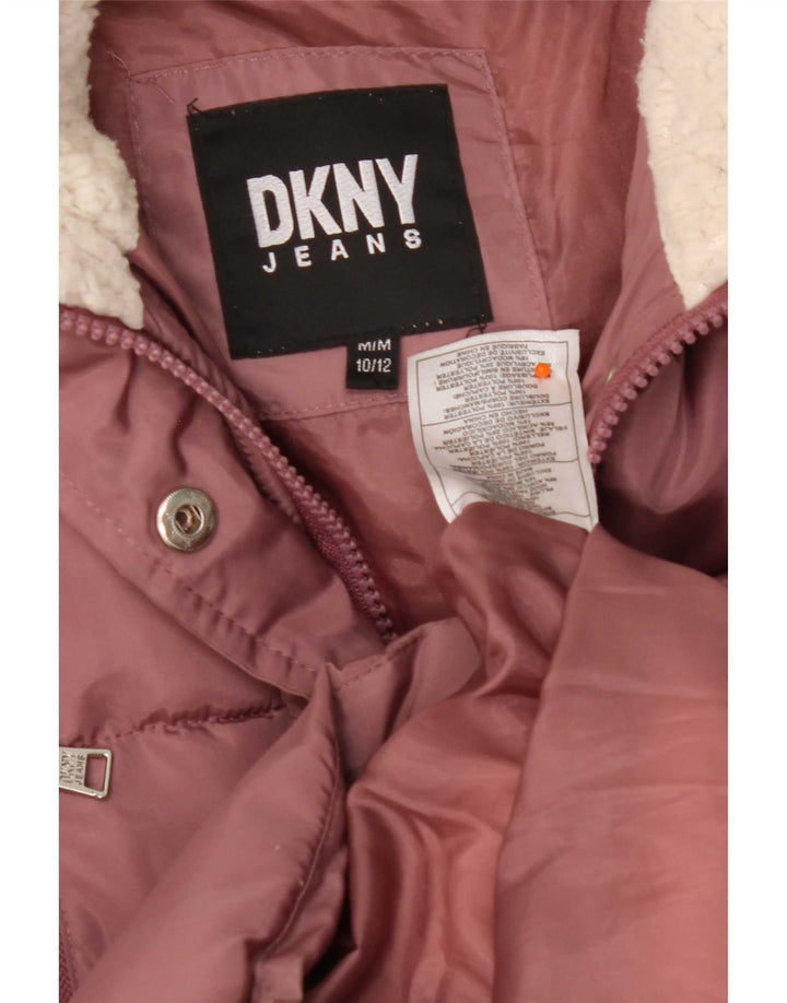 Palton căptușit cu glugă pentru fete Dkny 10-11 ani poliester roz mediu