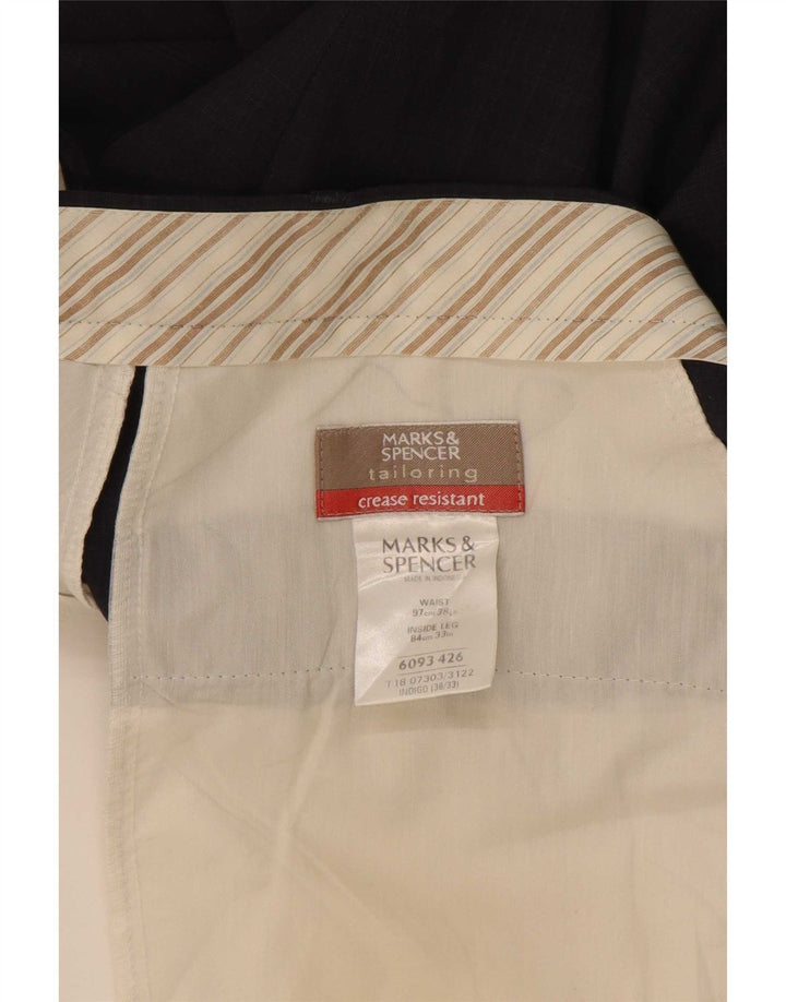 Marks & Spencer Pantaloni drepți pentru bărbați L38 L33 Poliester bleumarin