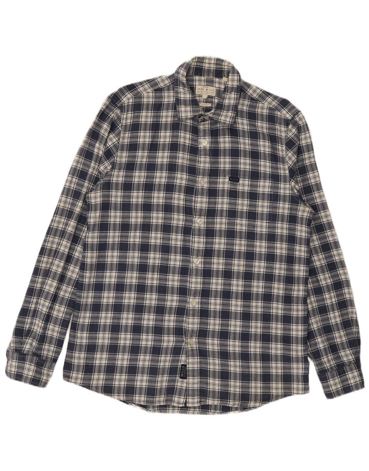 Cămașă de flanel pentru bărbați JACK WILLS, bumbac cu carouri, albastru marin mediu