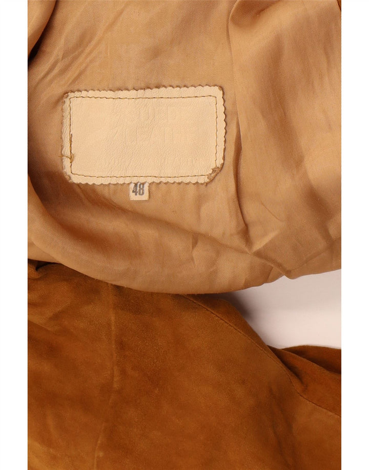 Jachetă vintage de damă cu 3 nasturi din piele intoarsa IT 48 XL din piele maro