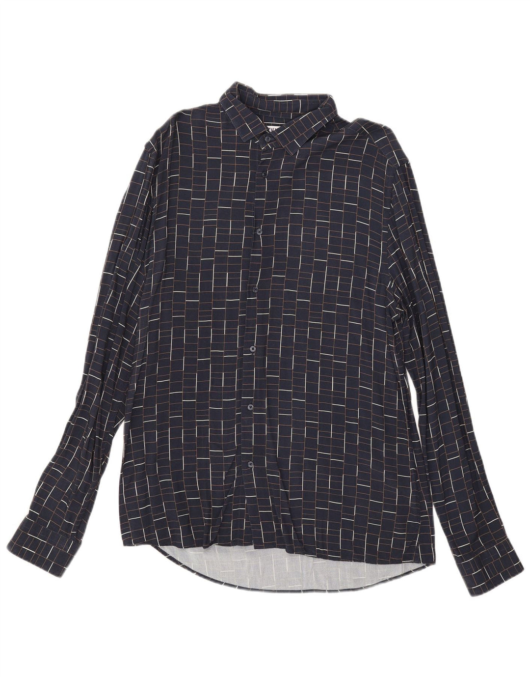 Cămașă pentru bărbați Zara Slim Fit, mare, albastru bleumarin, viscoză