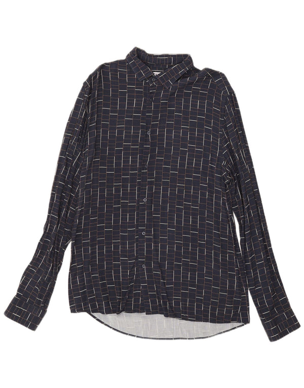 Cămașă pentru bărbați Zara Slim Fit, mare, albastru bleumarin, viscoză