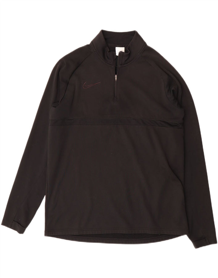 NIKE Mens Dri Fit Zip Neck Pullover Tracksuit Top Large Black Polyester