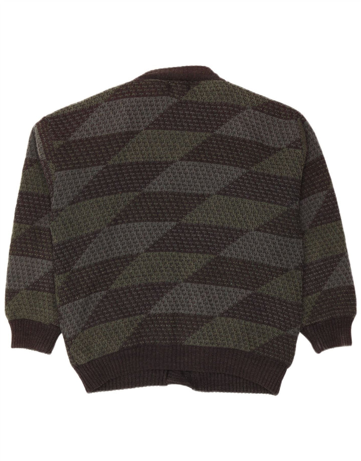 Mark Adam Pulover Cardigan Bărbați IT 48/50 Verde Mediu Geometric Poliacrilic
