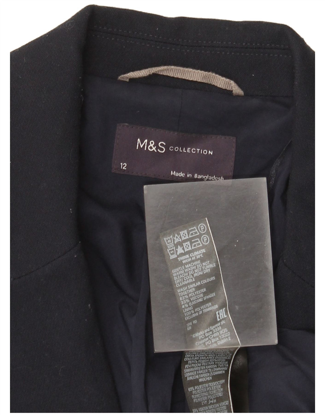 Jachetă pentru femei Marks & Spencer cu 1 buton, UK 12, bleumarin mediu