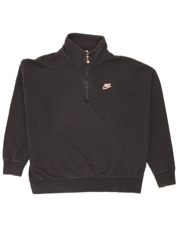 Pulover Nike pentru femei, supradimensionat, cu grafic, cu fermoar, cu gât, UK 14 Medium Negru