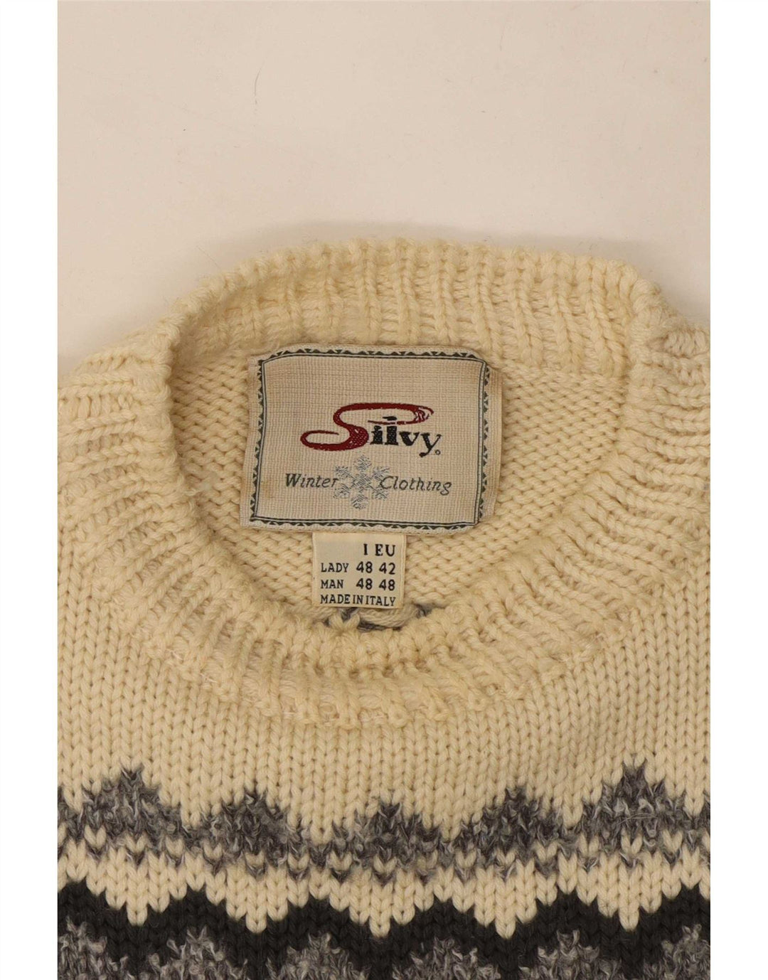 Pulover pentru bărbați Silvy cu gât roșu IT 48 Medium Multicolor Fair Isle