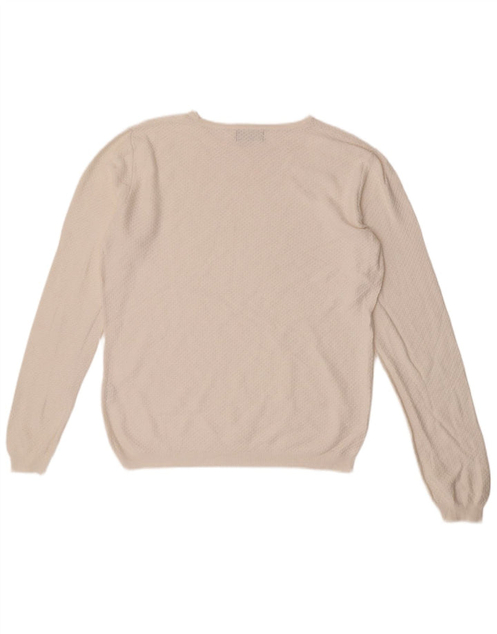 Pulover pentru bărbați Zara, cu gât roșu, din bumbac geometric alb mediu