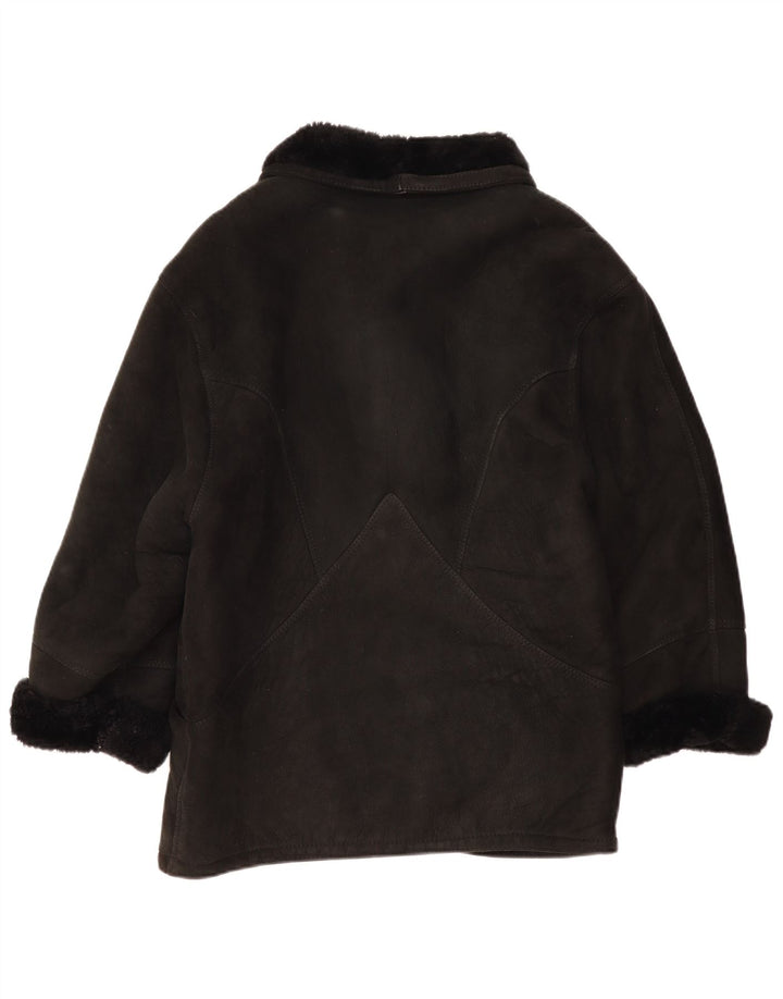 Jachetă vintage oversized din shearling pentru femei IT 44 Medium Black Shearling