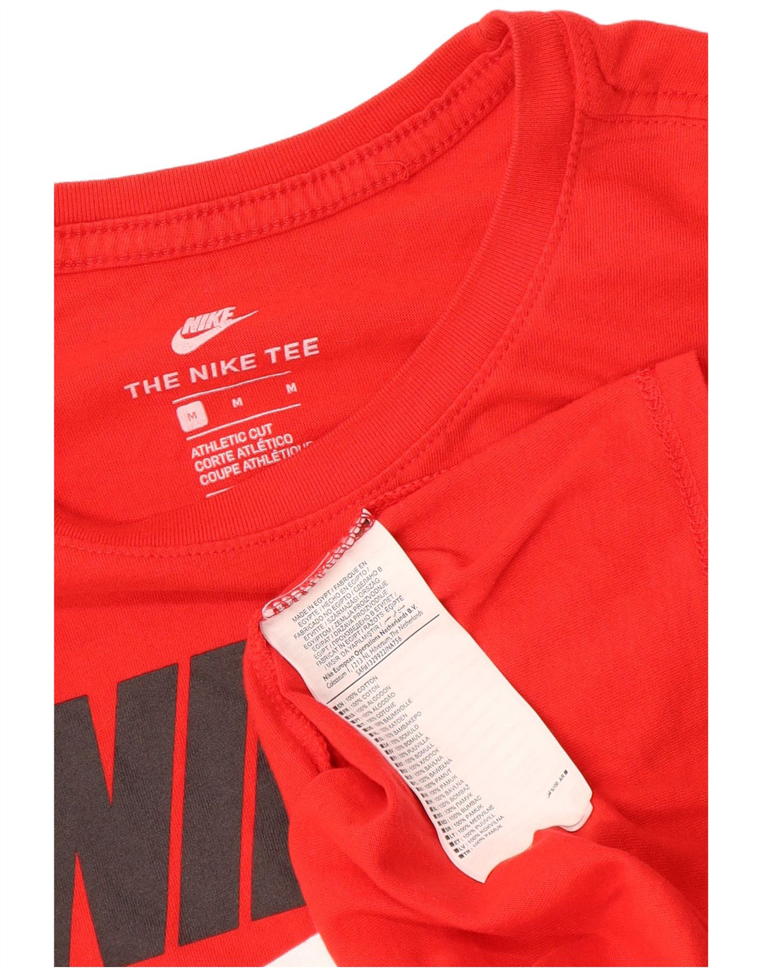 Tricou grafic Nike pentru bărbați, cu croială atletică, top din bumbac roșu mediu
