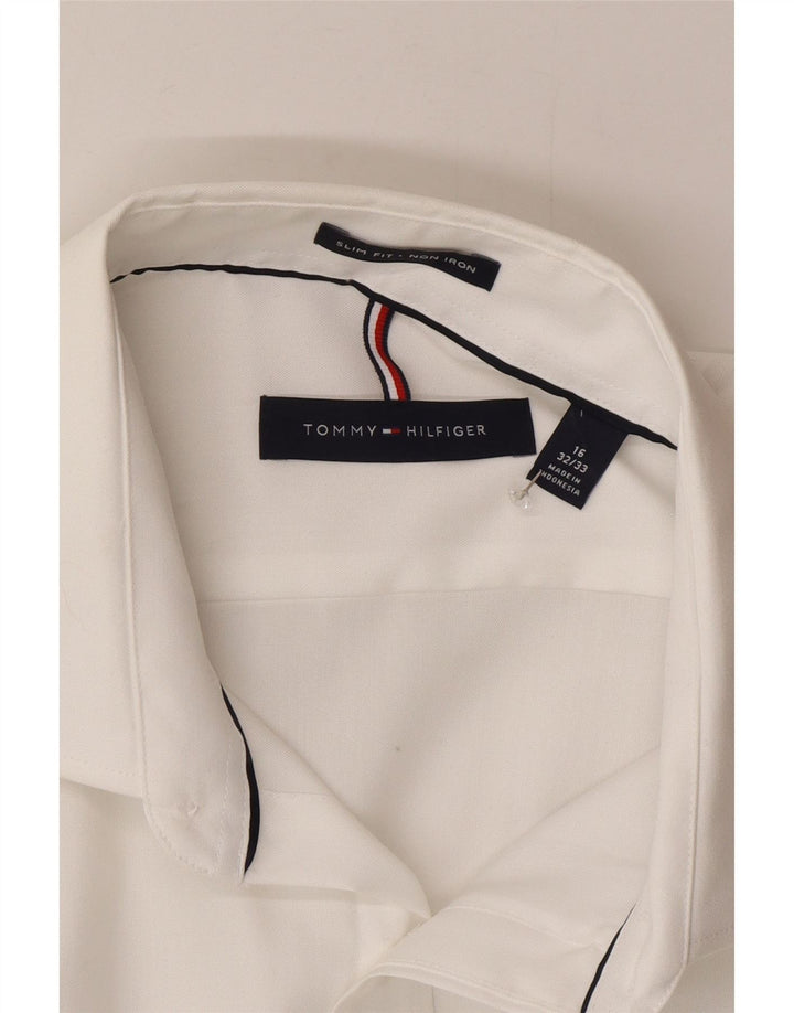 Cămașă pentru bărbați Tommy Hilfiger Slim Fit Mărimea 16 Mare Albă