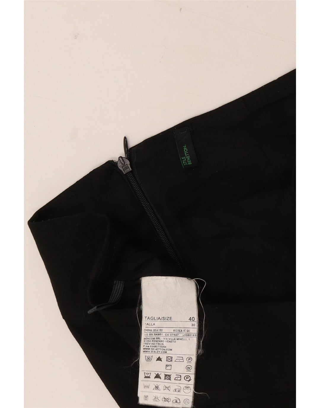 Fusta creion pentru femei Benetton IT 40 Small W30 Poliester negru
