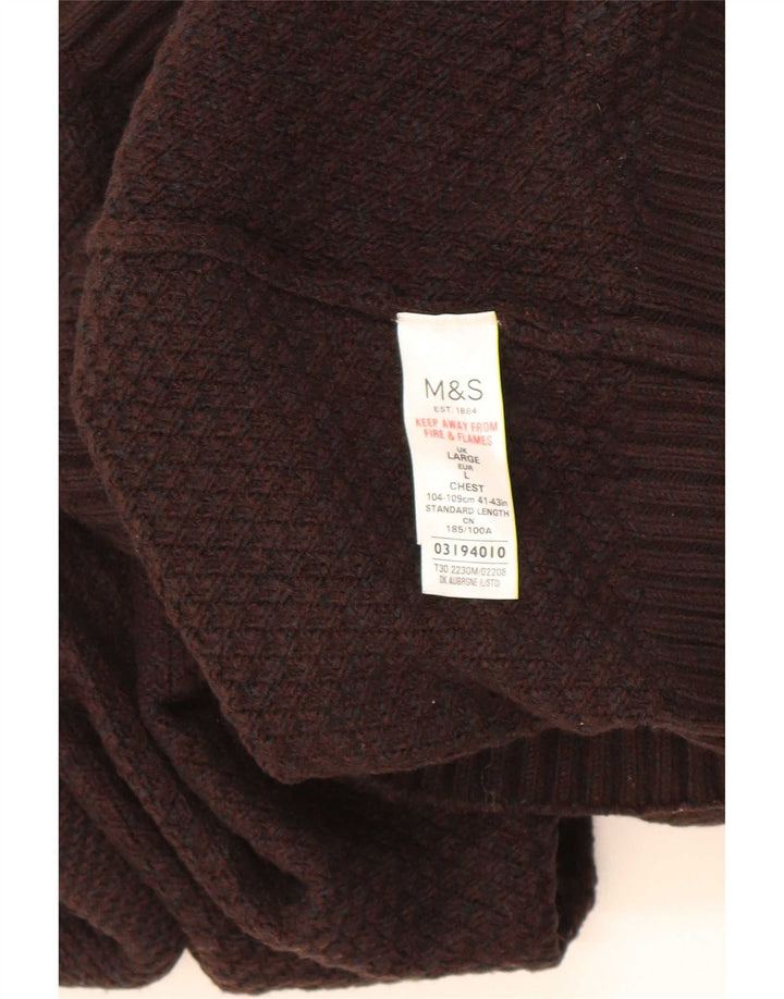 Pulover cardigan pentru bărbați Marks & Spencer, maro mare, acrilic