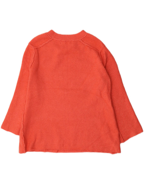 Pulover pentru femeie Zara supradimensionat cu gât de barcă UK 10 Poliester portocaliu mic