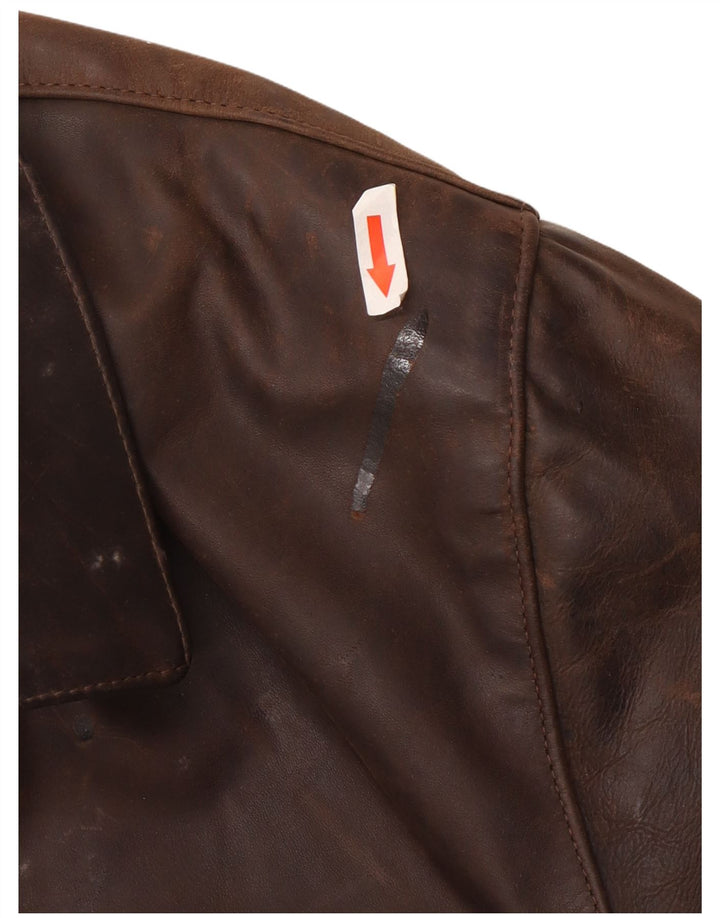 Jachetă de piele vintage pentru bărbați UK 44 2XL maro
