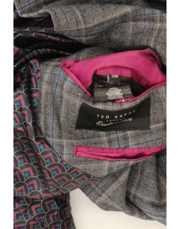 Jachetă pentru bărbați Ted Baker cu 2 nasturi UK 38 Medium Gri Check Wool