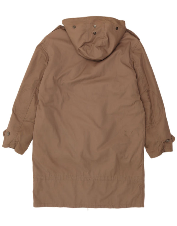 Jachetă parka cu glugă pentru bărbați vintage IT 54 2XL maro poliester