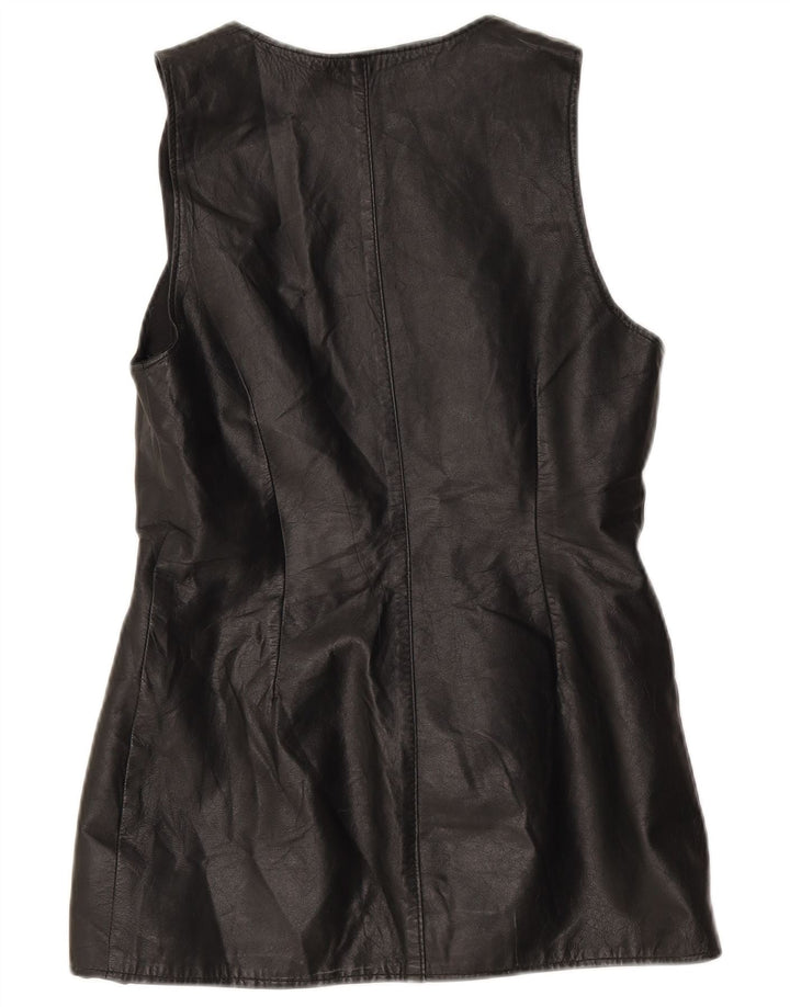 Gilet din piele vintage pentru femei UK 10 Small Black