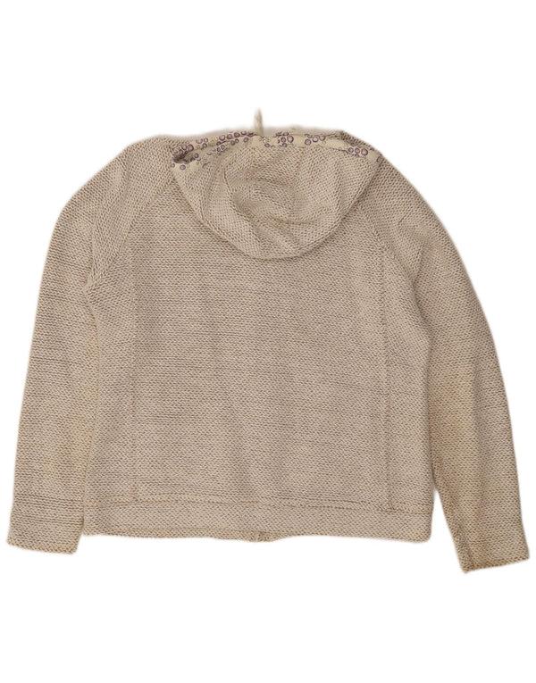 Weird Fish Pulover cu capota cu fermoar pentru femei UK 14 mare, bej, bumbac