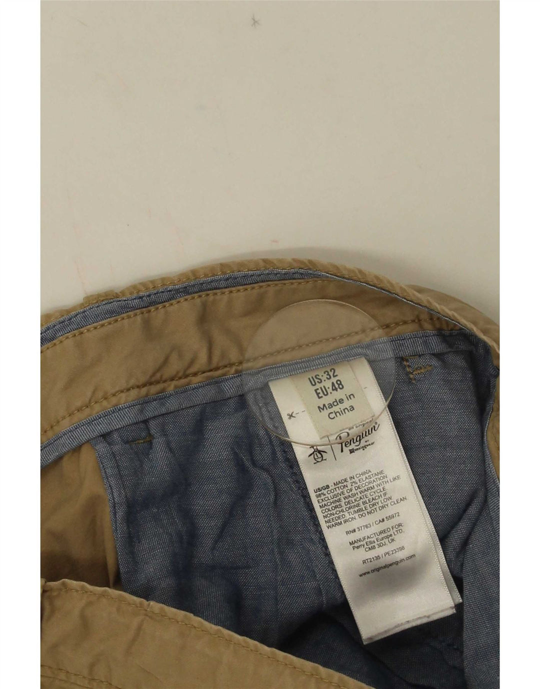 Pantaloni scurți chino pentru bărbați Penguin EU 48 Medium W32 Bej Bumbac