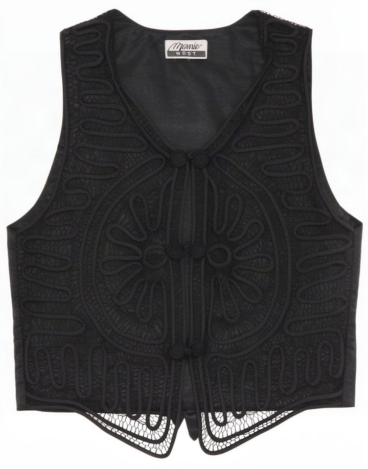 Vintage Womens Abstract Pattern Vesta UK 12 Medium Black