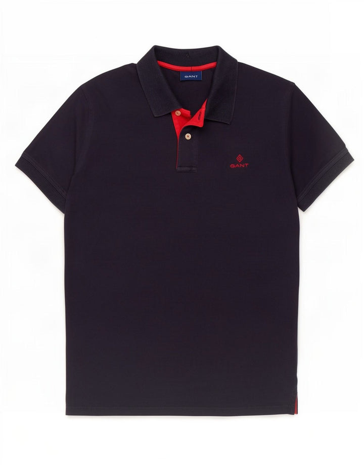 Tricou polo pentru bărbați Gant, bumbac, albastru bleumarin mediu