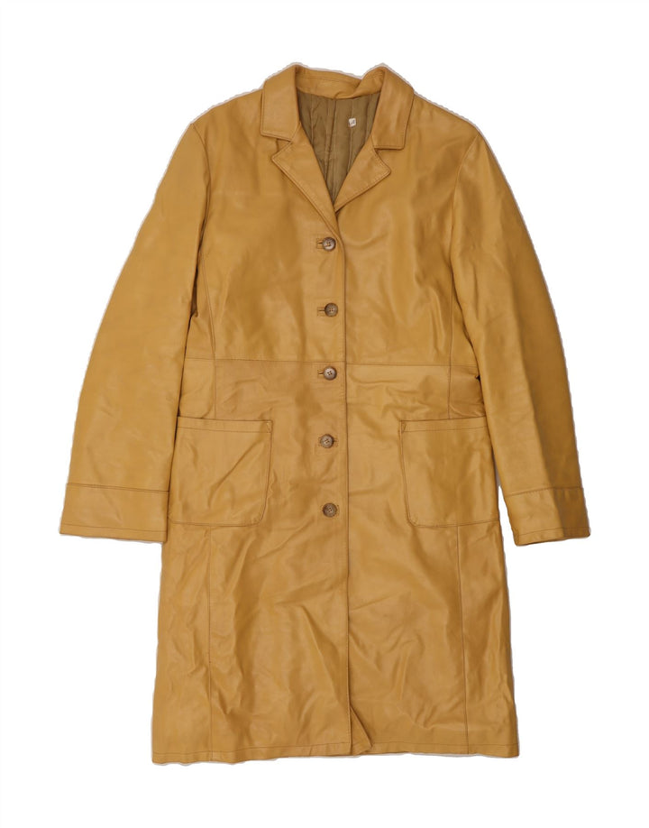 VINTAGE Womens Leather Coat IT 46 Large Yellow Leather Vintage Vintage and Second-Hand Vintage from Messina Hembry 