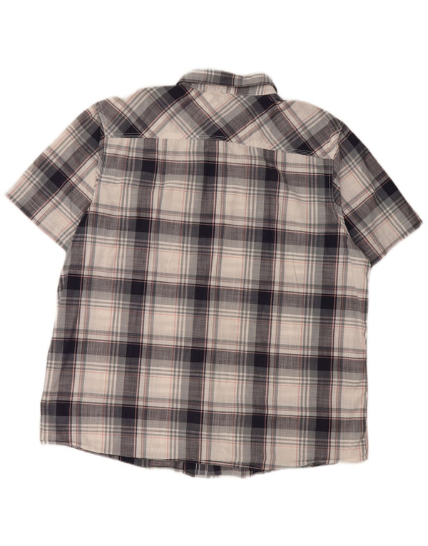 Cămașă cu mânecă scurtă pentru bărbați WEIRD FISH 2XL, bumbac cu carouri bleumarin