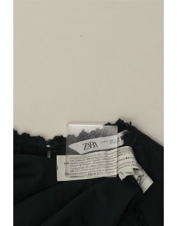 Rochie pentru femei Zara, cu mâneci 3/4 în etaje, UK 14, mare, verde, bumbac